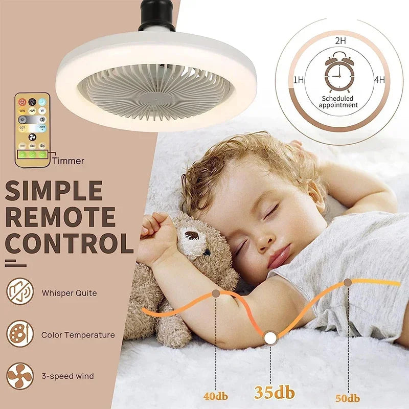 Ventilador de techo inteligente 3 en 1, con Control remoto y 3 velocidades, Base de iluminación para dormitorio y sala de estar