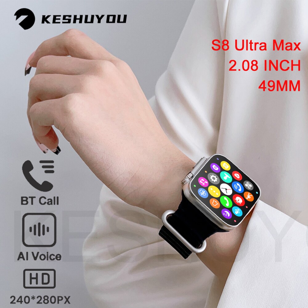 Reloj inteligente S8 Ultra Max para hombre y mujer, Smartwatch con pantalla de 2,08 pulgadas, Serie 8, respuesta a llamadas, 1:1, 49mm, NFC, carga inalámbrica, deportivo